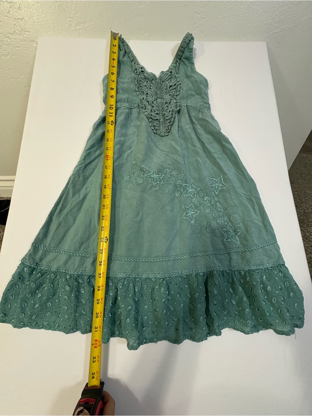 Sage Green Embroidered Summer Dress